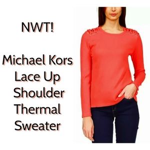 NWT! Michael Kors Lace Up Shoulder Thermal Top